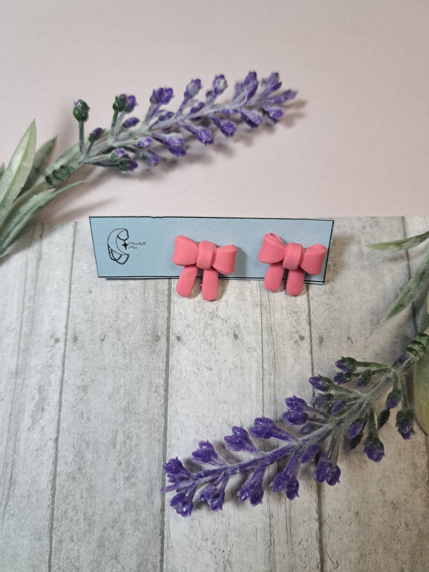 Pink Bow Studs