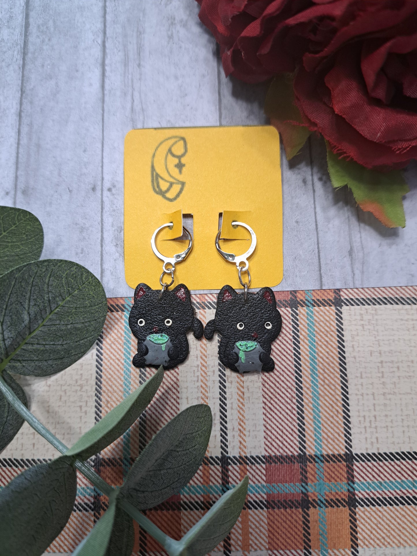 Caldron Kitties Dangle Earrings