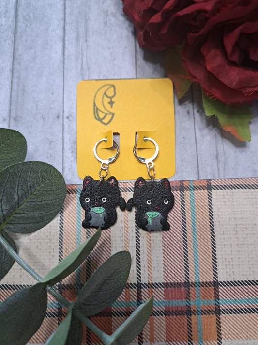 Caldron Kitties Dangle Earrings