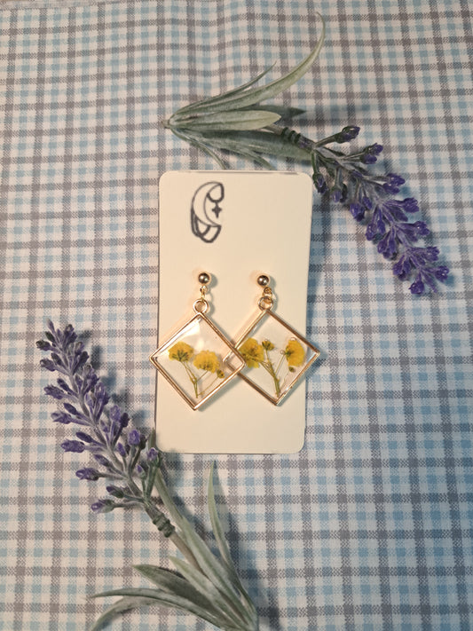 Diamond Pressed Yellow Flower Dangle
