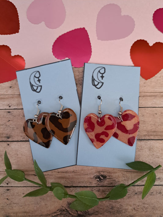 Cheetah Print Heart Dangle